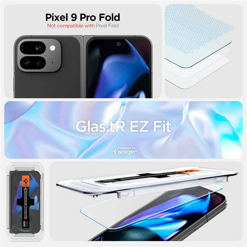 „Spigen Glass tR EZ Fit“ (2 vnt. dėklių), skaidrus – „Google Pixel 9 Pro Fold“
