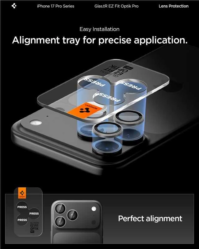 Kamerų apsauga Spigen Glass tR EZ Fit Optik Pro 2 Pack, pilka - iPhone 17/16/15/14 Pro / 17/16/15/14 Pro Max