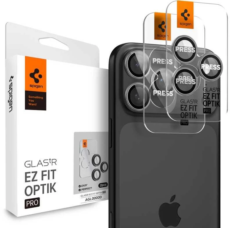 Kamerų apsauga Spigen Glass tR EZ Fit Optik Pro 2 Pack, pilka - iPhone 17/16/15/14 Pro / 17/16/15/14 Pro Max