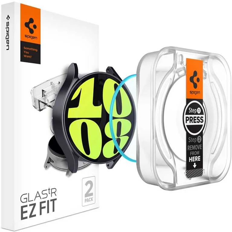 „Spigen GLAS.TR EZ FIT 2“ grūdintas stiklas, skirtas „Samsung Galaxy Watch 6“ 44 mm (2 vnt.)