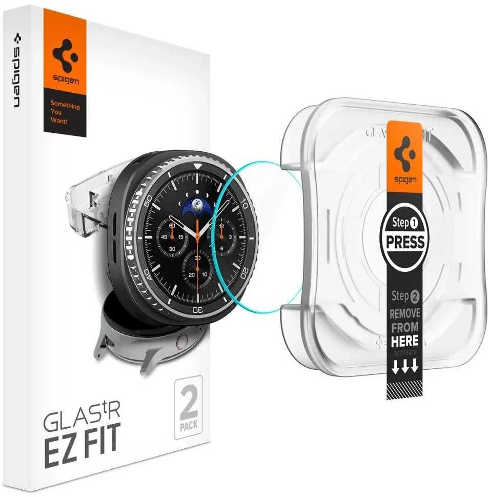 „Spigen Glass tR EZ Fit“ 2 vnt. pakuotė – „Galaxy Watch 8 Classic“ (46 mm)