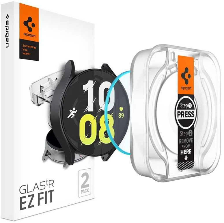„Spigen GLAS.TR EZ FIT 2“ grūdintas stiklas, skirtas „Samsung Galaxy Watch 6“ 44 mm (2 vnt.)