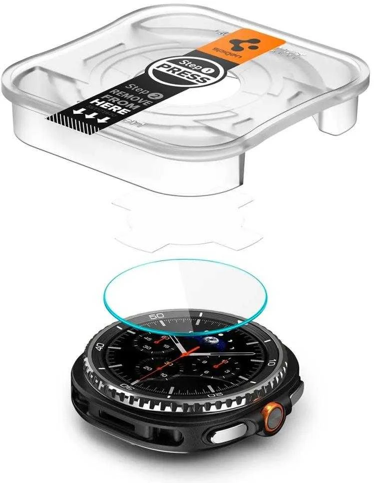 „Spigen Glass tR EZ Fit“ 2 vnt. pakuotė – „Galaxy Watch 8 Classic“ (46 mm)