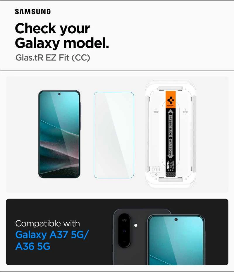 Spigen Glas.TR "Ez Fit" apsauginis stiklas 2-pack for Samsung Galaxy A36 5G – Transparent