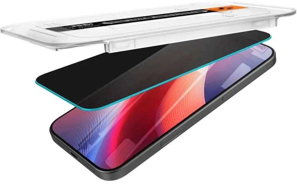 „Spigen Glas.tR EZ Fit Privacy“ dėklas Apple iPhone 16 Pro Max / 17 Pro Max – 2 vnt.