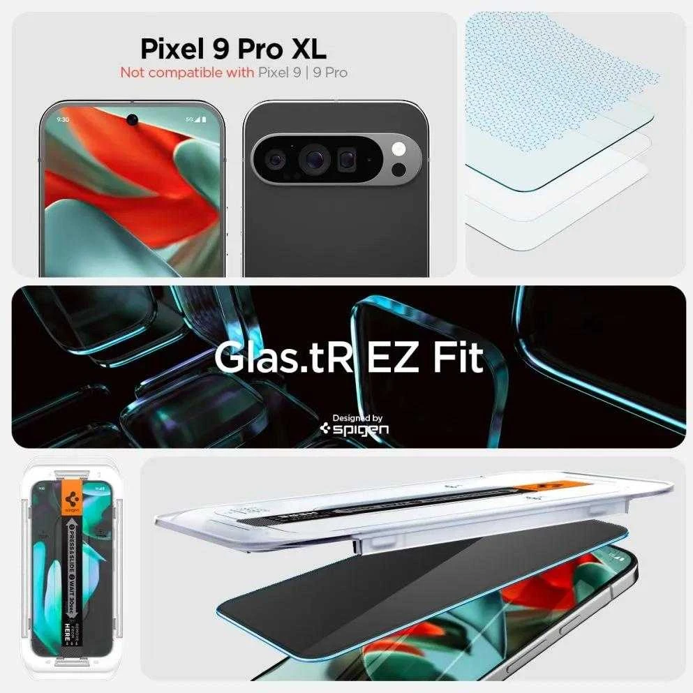 „Spigen Glas.TR Ez Fit“ 2 vnt. „Google Pixel 9 Pro XL“ apsauginių stiklų pakuotė