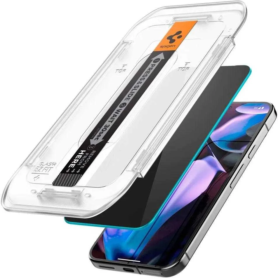 „Spigen Glas.TR Ez Fit“ 2 vnt. „Google Pixel 9 Pro XL“ apsauginių stiklų pakuotė