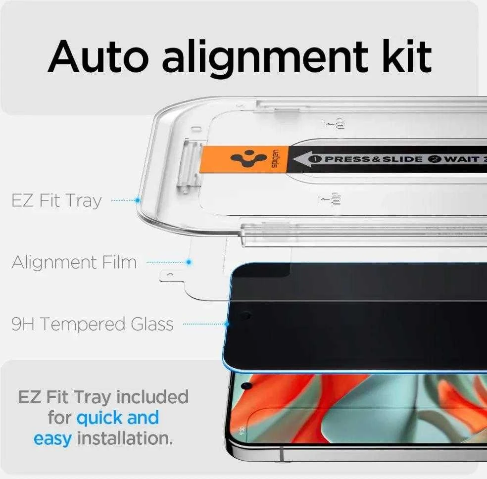 „Spigen Glas.TR Ez Fit“ 2 vnt. „Google Pixel 9 Pro XL“ apsauginių stiklų pakuotė