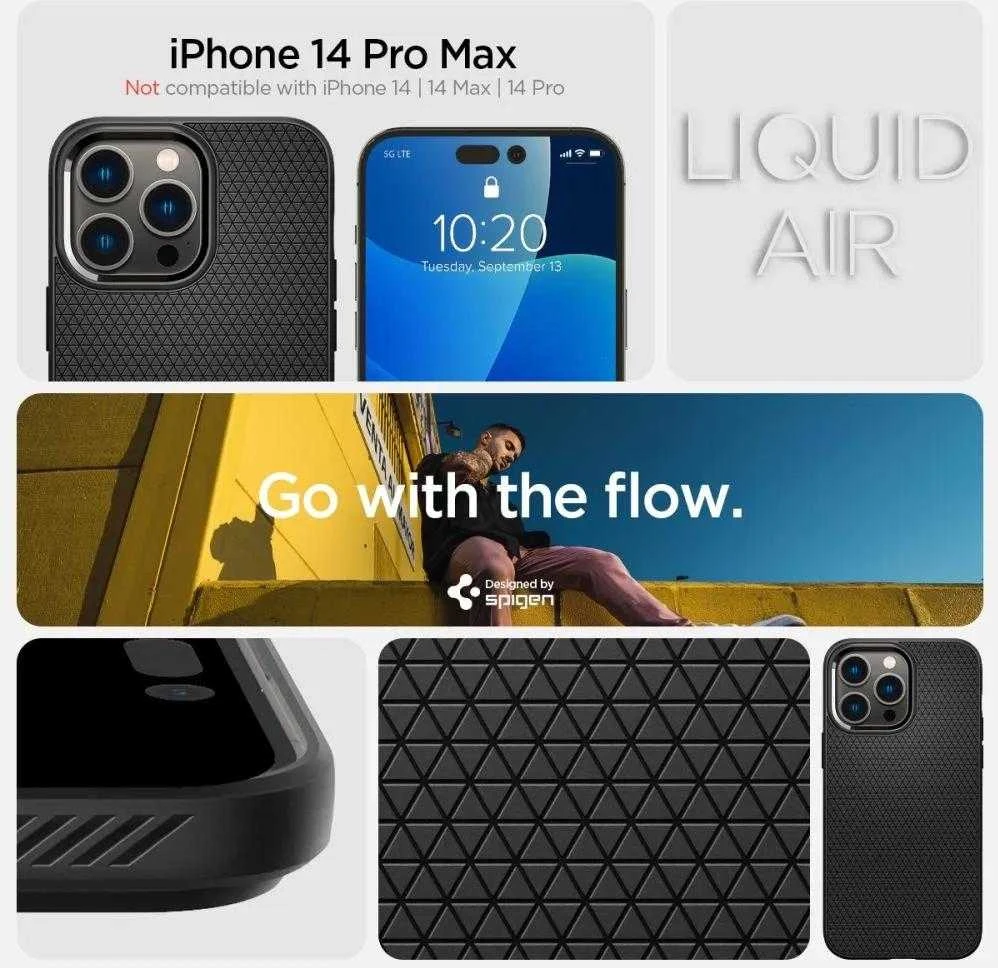 Dėklas SPIGEN LIQUID AIR IPHONE 14 PRO MAX MATTE Juodas