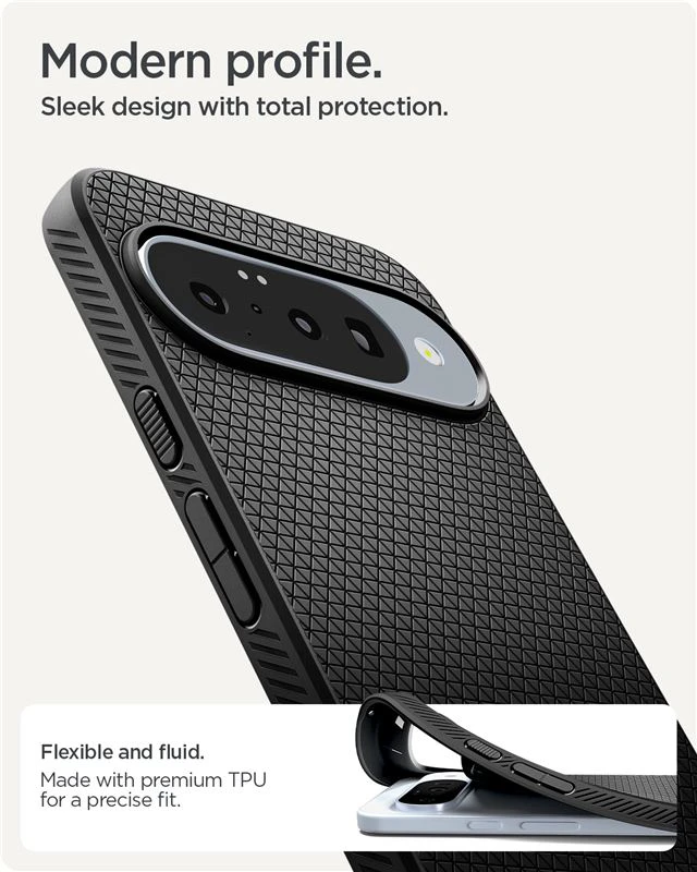 Dėklas Spigen Liquid Air, matte juodos spalvos – Google Pixel 10 Pro/Pixel 10