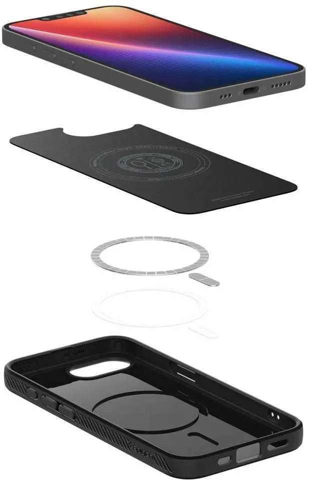 „Spigen Liquid Air MagSafe“ dėklas, skirtas iPhone 16e / 17e – matinis juodas