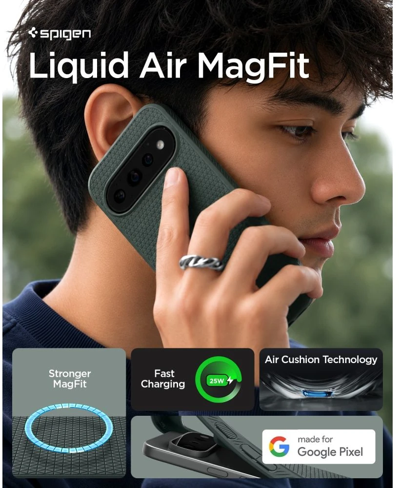 SPIGEN LIQUID AIR MAG MAGSAFE DĖKLAS GOOGLE PIXEL 11 PRO ABYSS Žalias