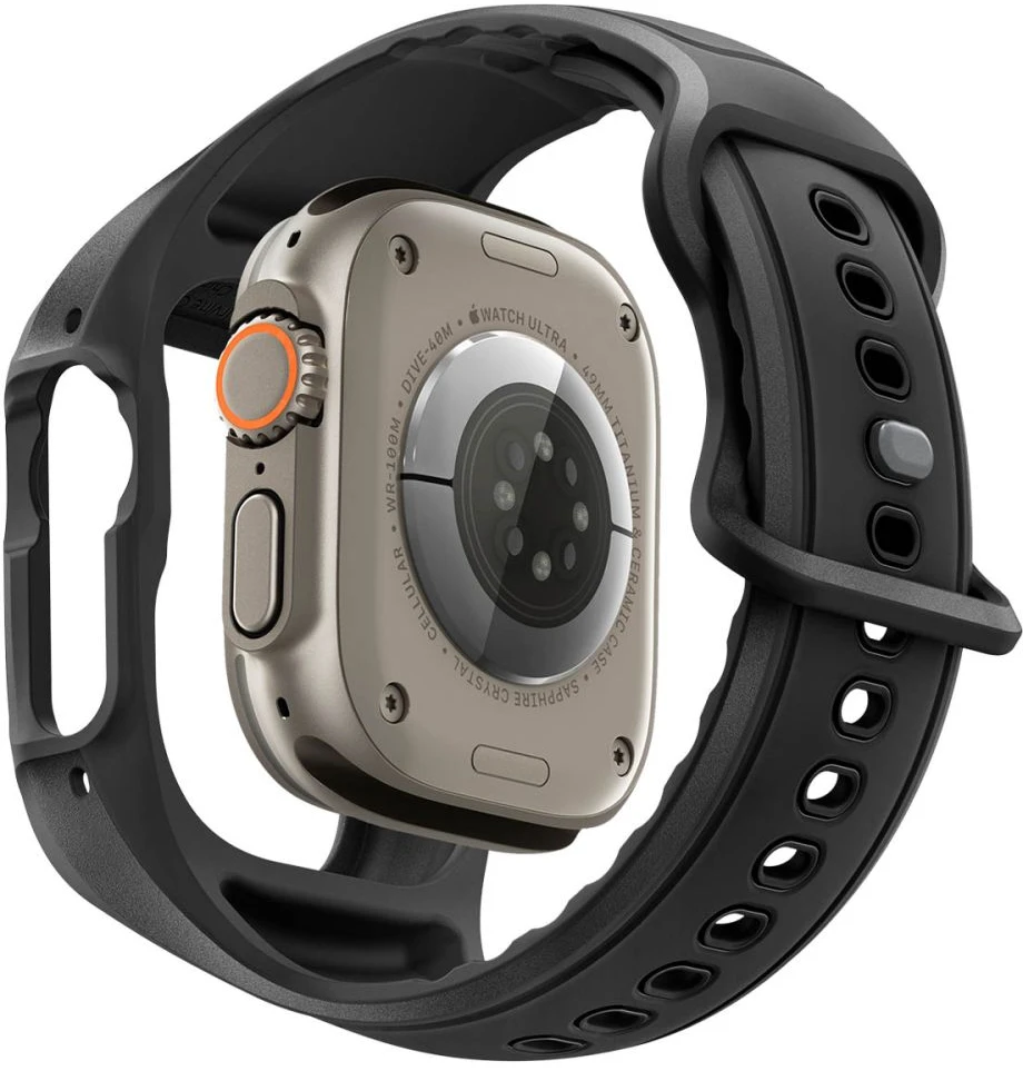 SPIGEN LIQUID AIR PRO & GRŪDINTAS STIKLAS APPLE WATCH ULTRA 1 / 2 / 3 (49 MM) Juodas