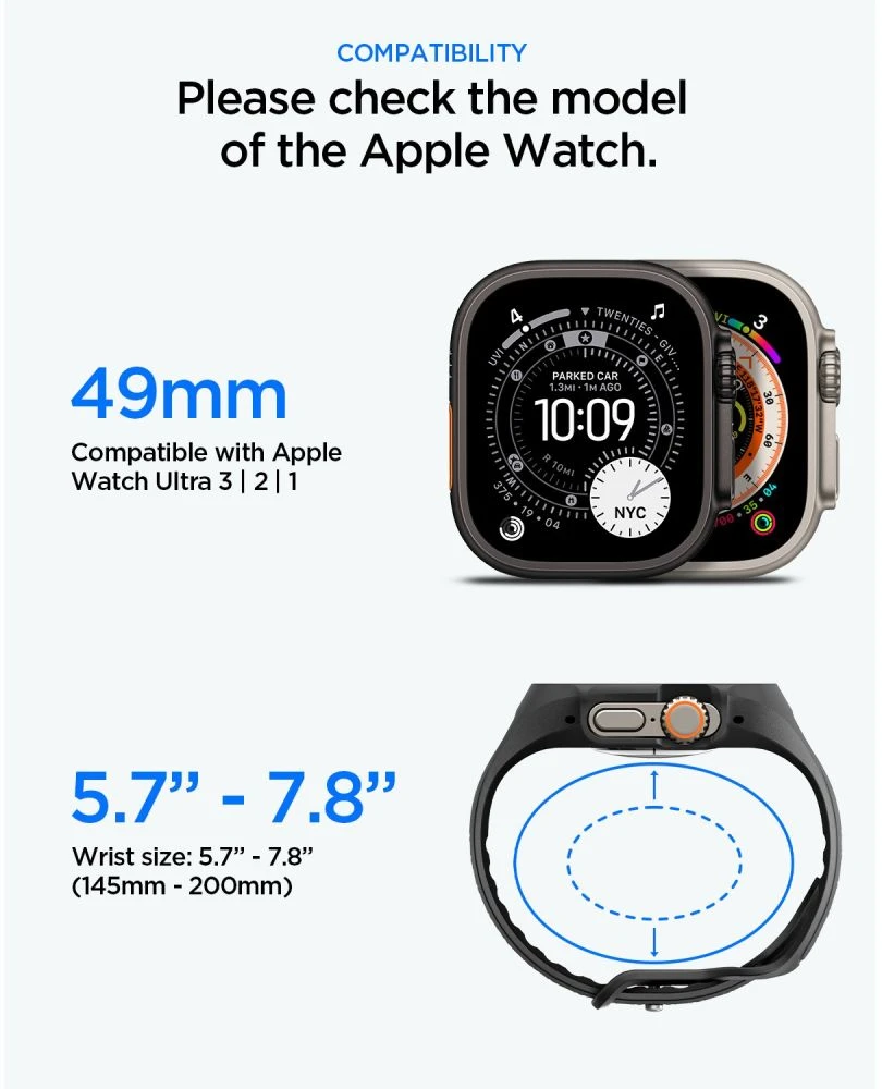 SPIGEN LIQUID AIR PRO & GRŪDINTAS STIKLAS APPLE WATCH ULTRA 1 / 2 / 3 (49 MM) Juodas