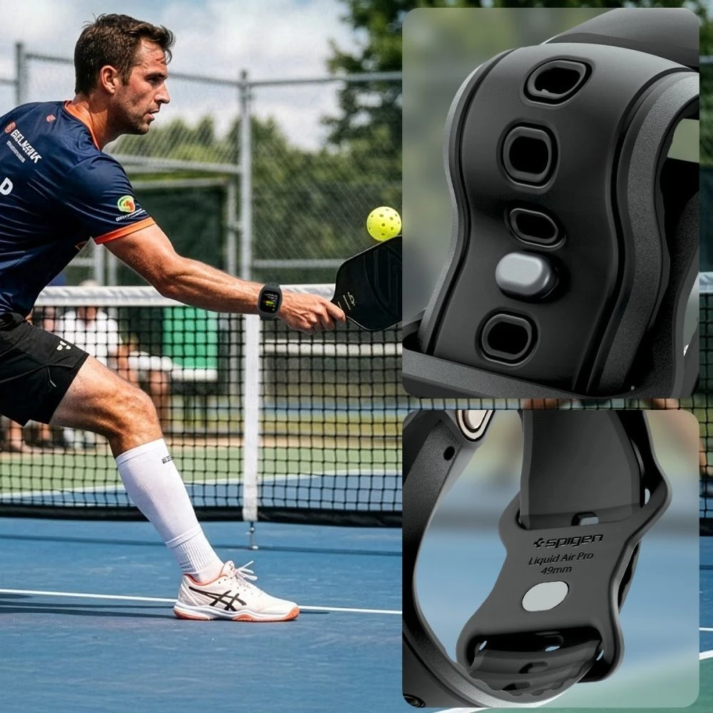 SPIGEN LIQUID AIR PRO & GRŪDINTAS STIKLAS APPLE WATCH ULTRA 1 / 2 / 3 (49 MM) Juodas