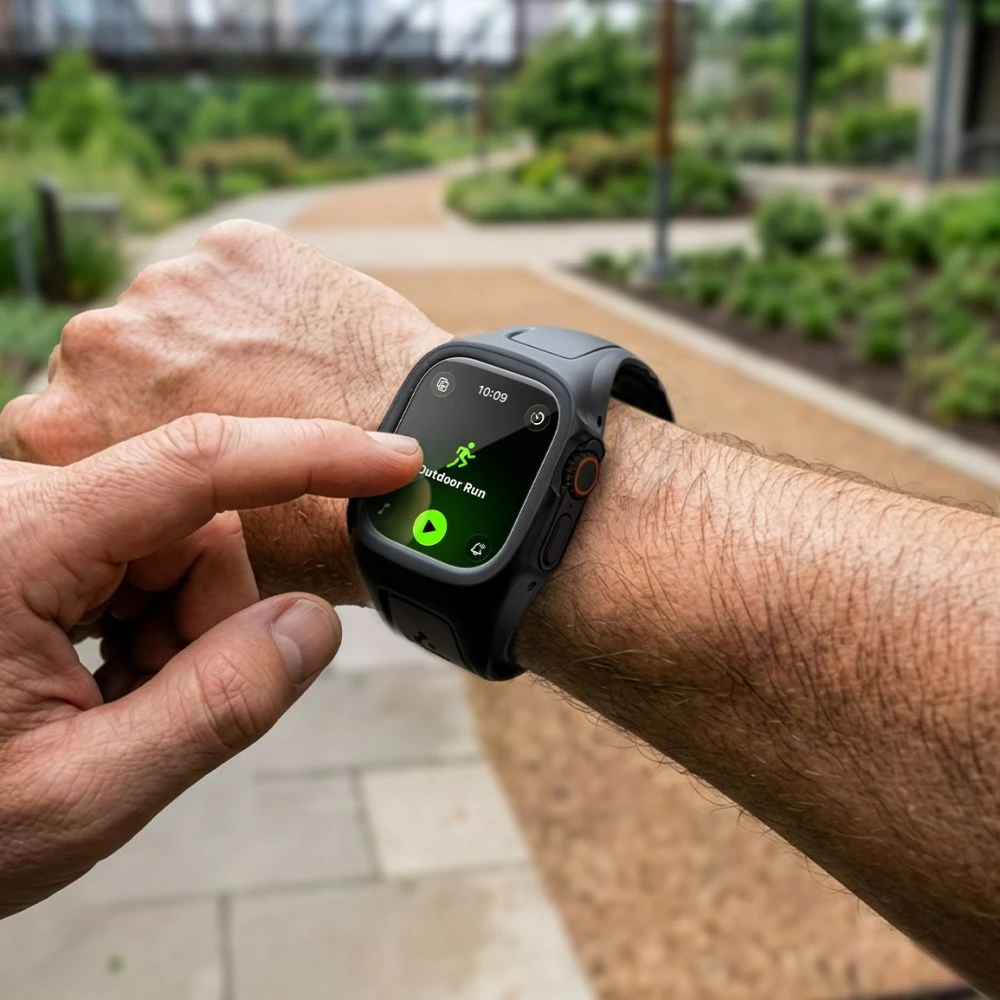SPIGEN LIQUID AIR PRO & GRŪDINTAS STIKLAS APPLE WATCH ULTRA 1 / 2 / 3 (49 MM) Juodas
