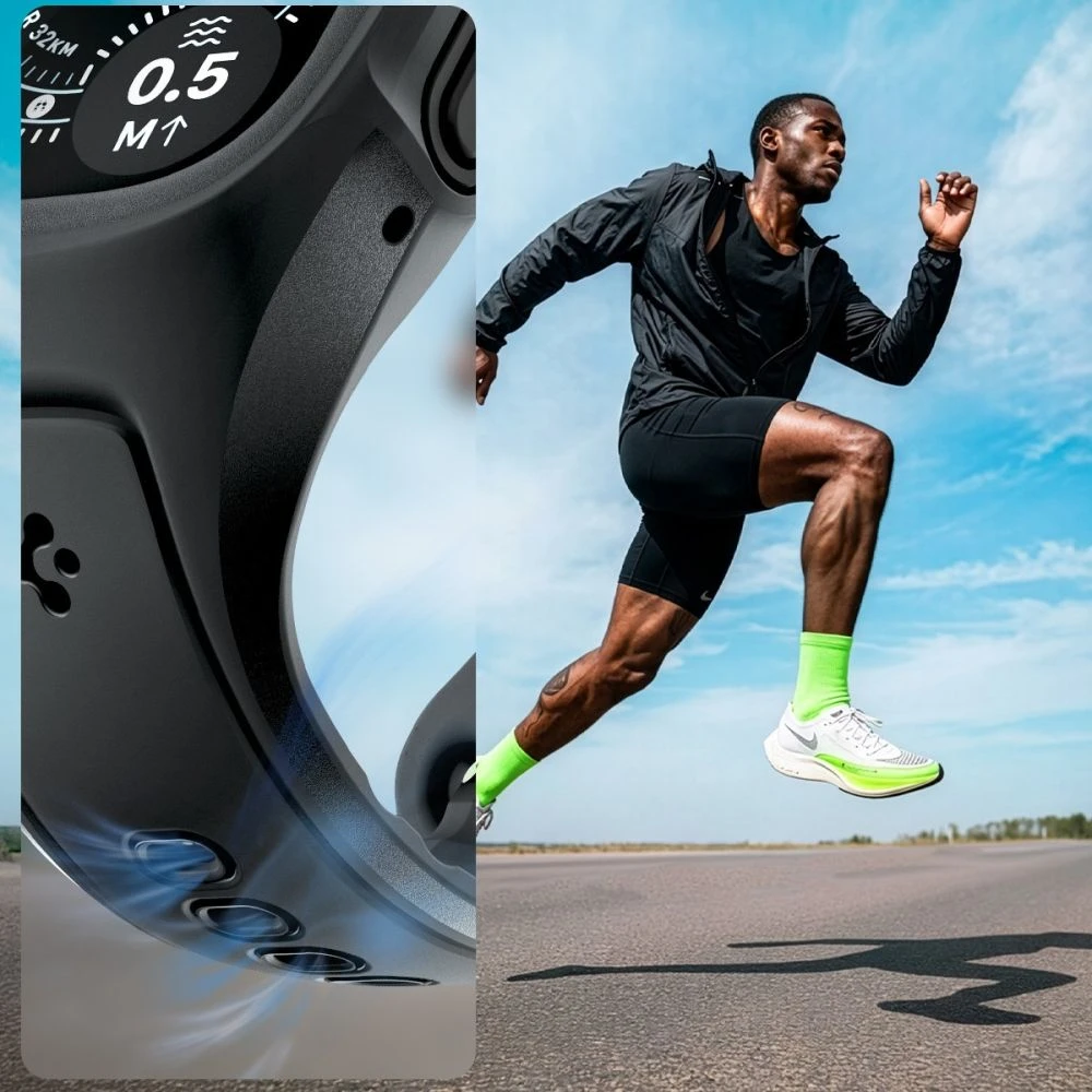 SPIGEN LIQUID AIR PRO & GRŪDINTAS STIKLAS APPLE WATCH ULTRA 1 / 2 / 3 (49 MM) Juodas