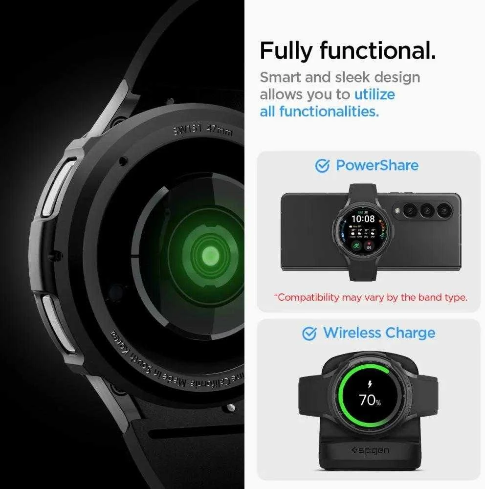„Spigen Liquid Air®“ dėklas, skirtas „Samsung Galaxy Watch 6 Classic“ 47 mm (juodas)