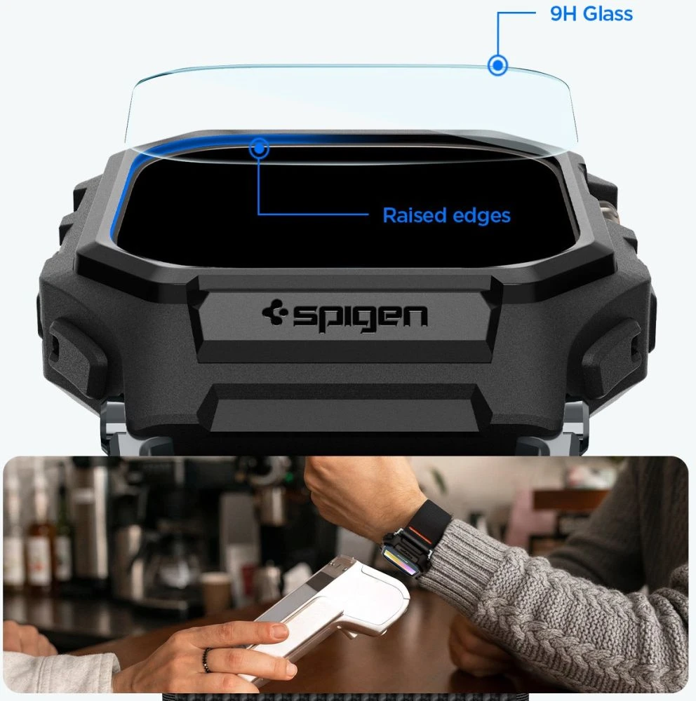SPIGEN LITE FIT PRO IR GRŪDINTAS STIKLAS APPLE WATCH ULTRA 1 / 2 / 3 (49 MM) MATINĖ JUODA