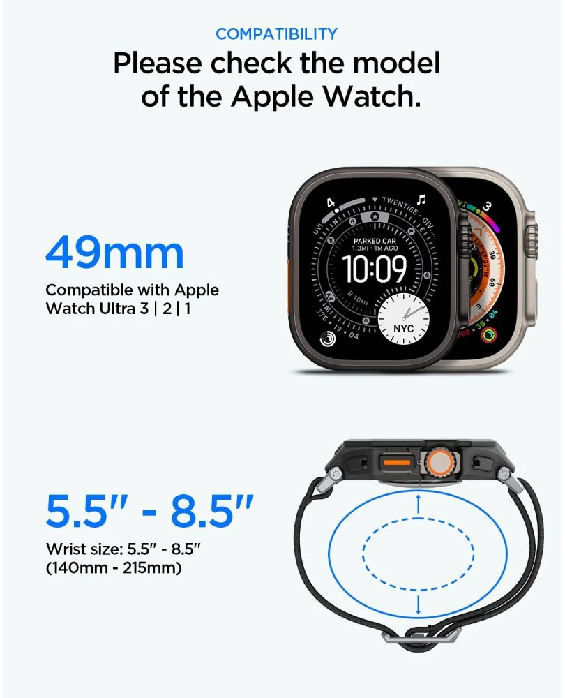 SPIGEN LITE FIT PRO IR GRŪDINTAS STIKLAS APPLE WATCH ULTRA 1 / 2 / 3 (49 MM) MATINĖ JUODA