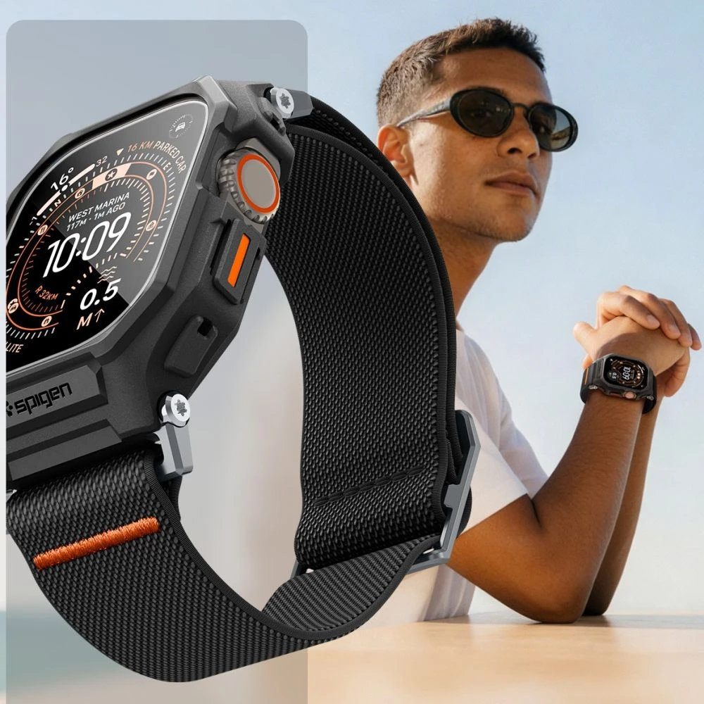 SPIGEN LITE FIT PRO IR GRŪDINTAS STIKLAS APPLE WATCH ULTRA 1 / 2 / 3 (49 MM) MATINĖ JUODA