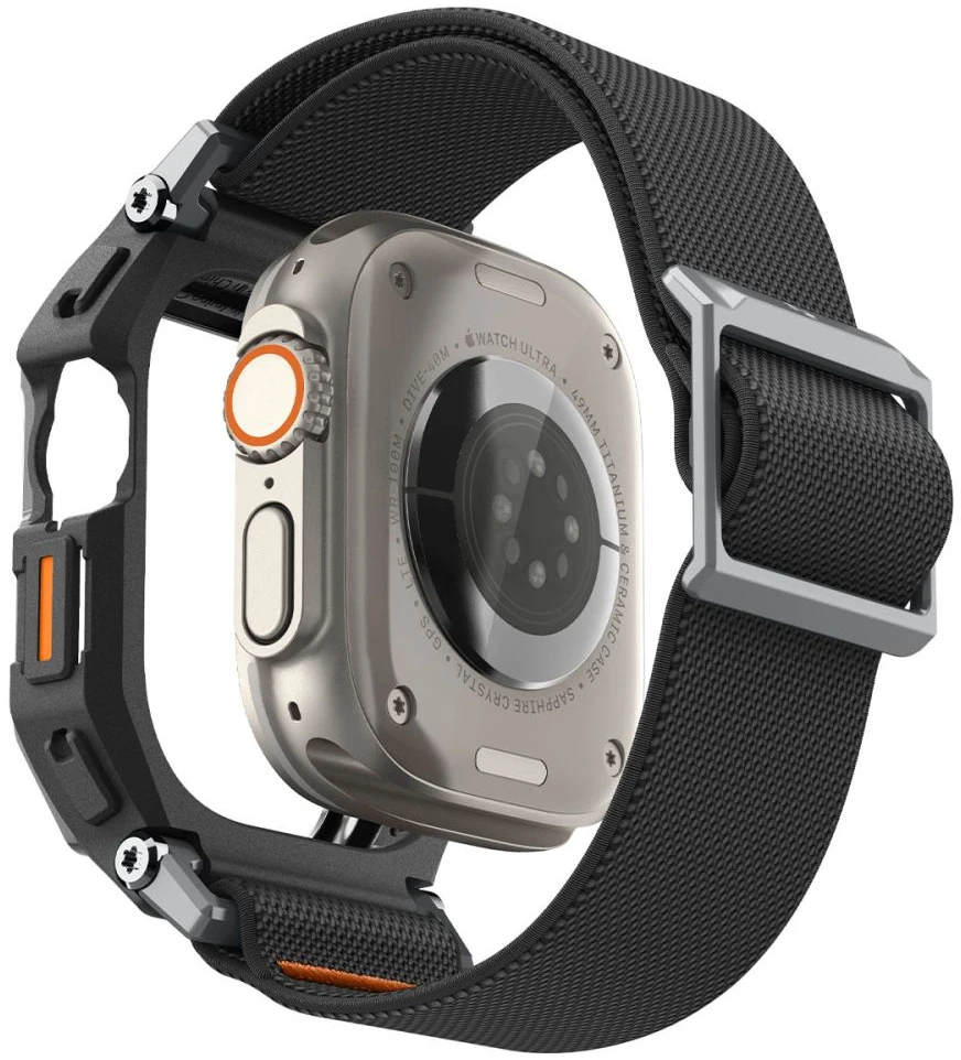 SPIGEN LITE FIT PRO IR GRŪDINTAS STIKLAS APPLE WATCH ULTRA 1 / 2 / 3 (49 MM) MATINĖ JUODA