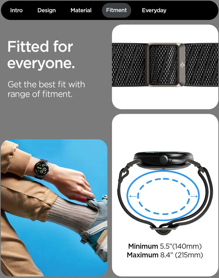 Spigen Lite Fit X V2, juodos spalvos – Google Pixel Watch 4/3 45mm