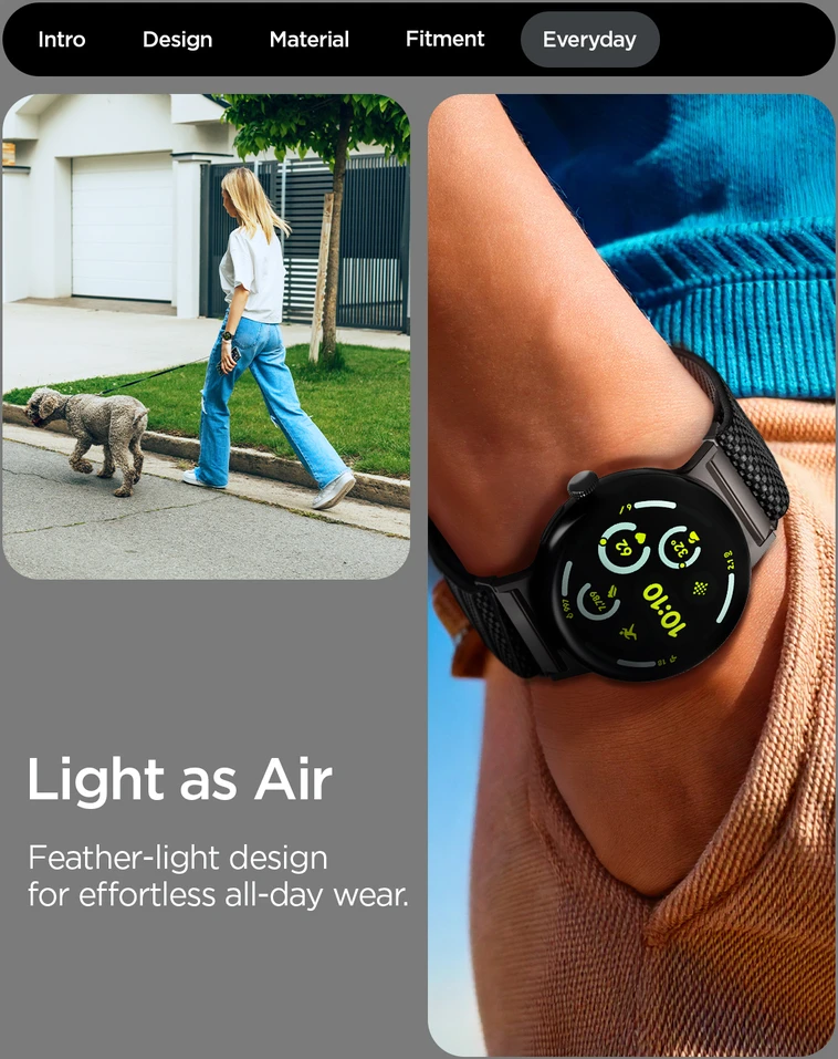Spigen Lite Fit X V2, juodos spalvos – Google Pixel Watch 4/3/2/1 41mm