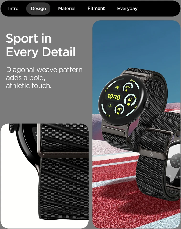Spigen Lite Fit X V2, juodos spalvos – Google Pixel Watch 4/3/2/1 41mm