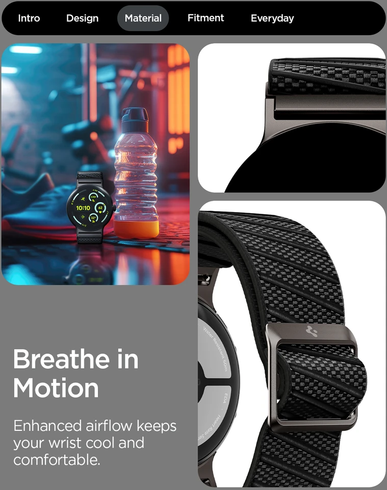 Spigen Lite Fit X V2, juodos spalvos – Google Pixel Watch 4/3 45mm