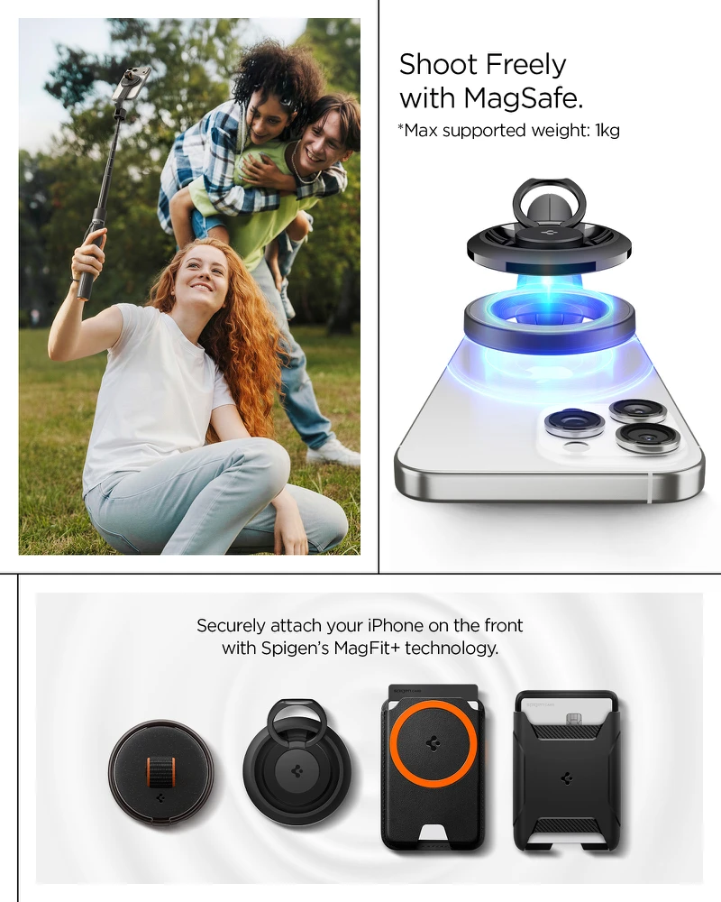Spigen MagSafe Tripod Selfie Stick, juodos spalvos