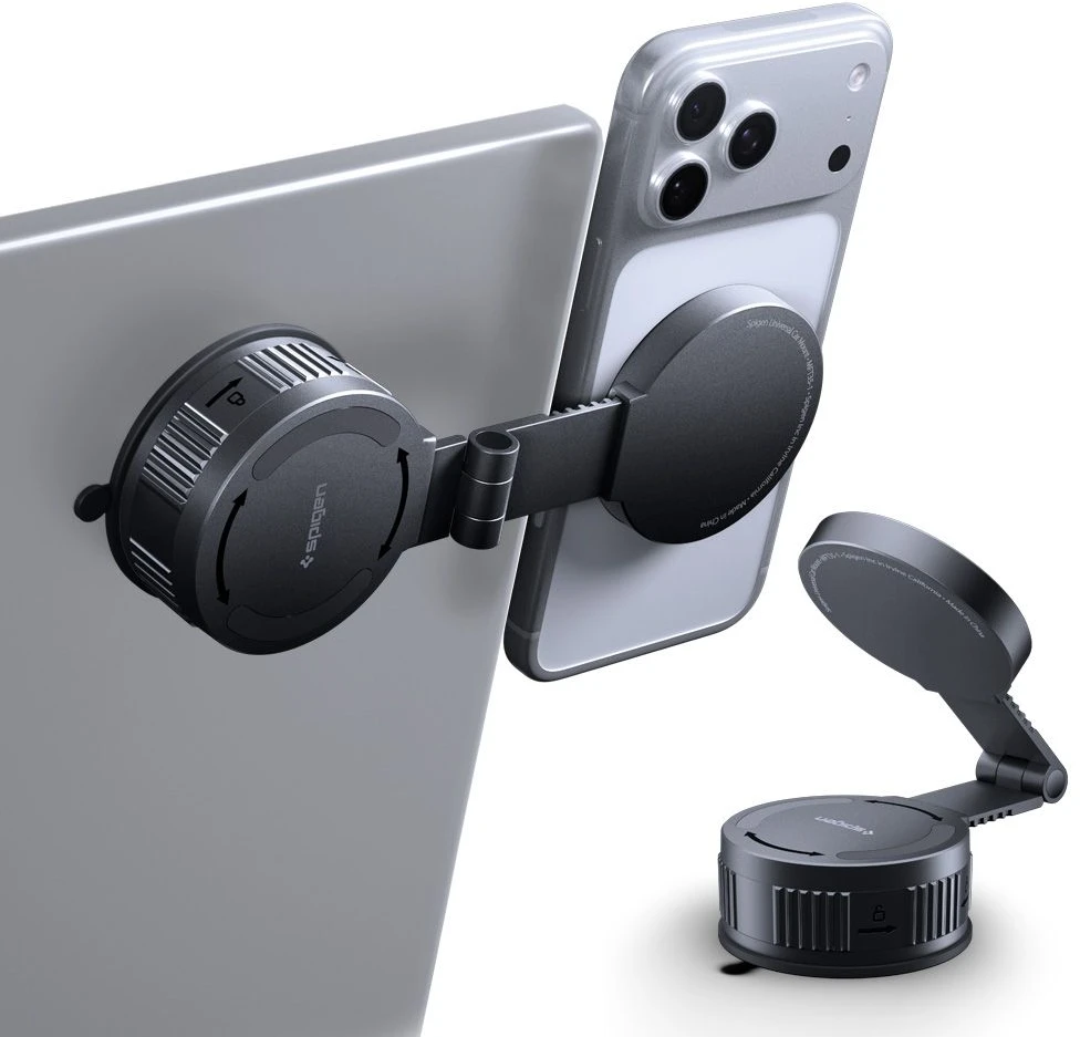 SPIGEN MFT35-1 MAGNETINIS MAGSAFE AUTOMOBILINIS LAIKIKLIS PRIETAISŲ SKYDELIUI, PRIEKINIAM STIKLUI AR EKRANUI, Juodas