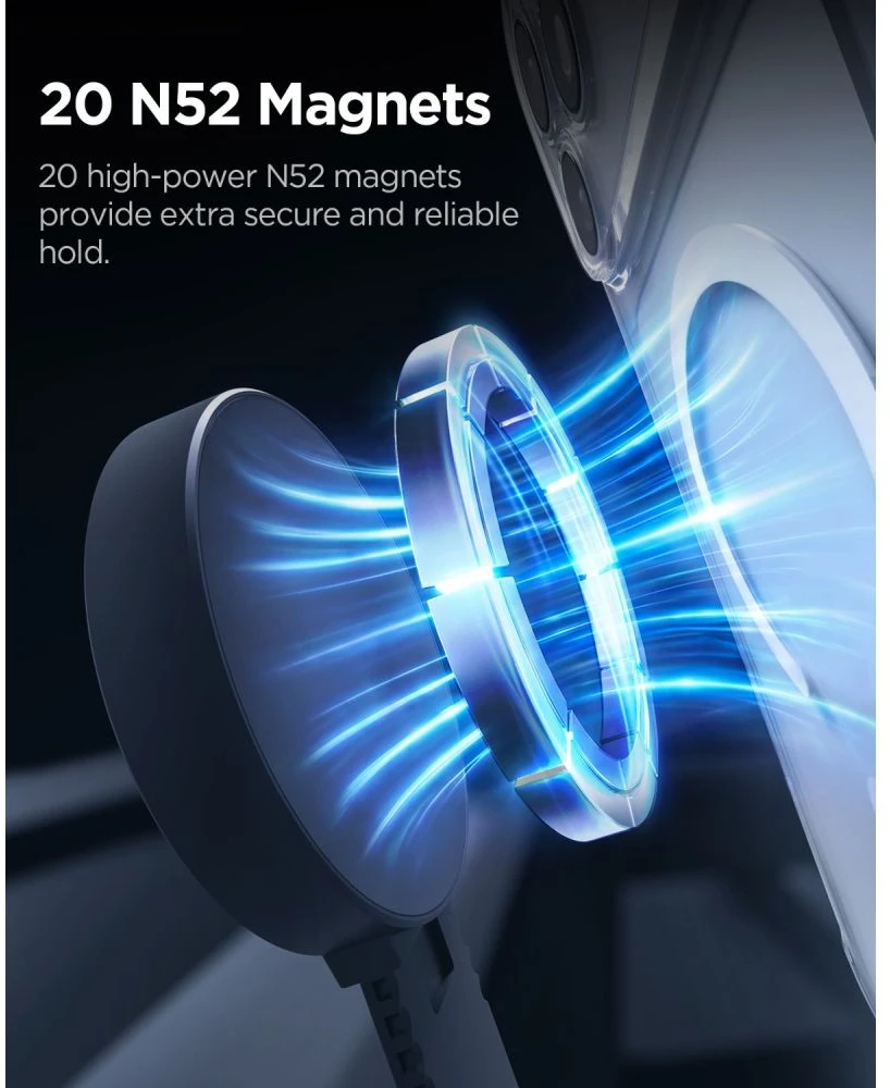 SPIGEN MFT35-1 MAGNETINIS MAGSAFE AUTOMOBILINIS LAIKIKLIS PRIETAISŲ SKYDELIUI, PRIEKINIAM STIKLUI AR EKRANUI, Juodas