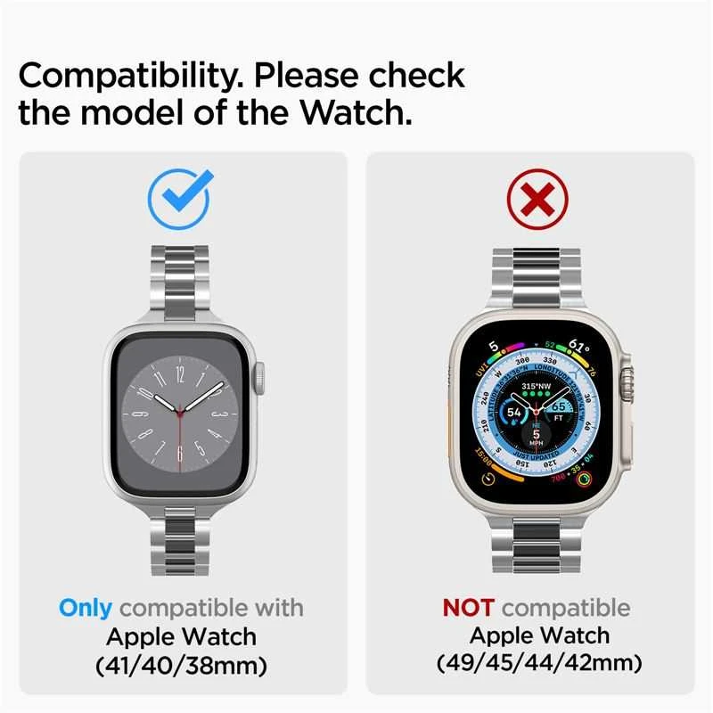 Spigen Modern Fit 316L Band, sidabrinis - Apple Watch 42mm/41mm/40mm/38mm