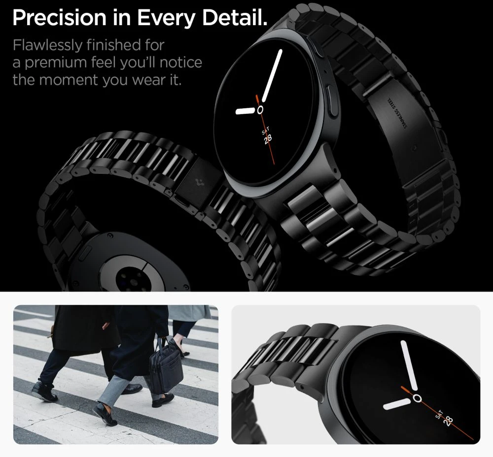 SPIGEN MODERN FIT 316L DIRŽELIS SAMSUNG GALAXY WATCH 8 / 9 / CLASSIC (40 / 44 / 46 MM) Juodas