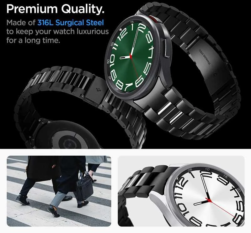 „Spigen Modern Fit Band“ – apyrankė, skirta „Samsung Galaxy Watch 6 Classic“ 47 mm (juodas)