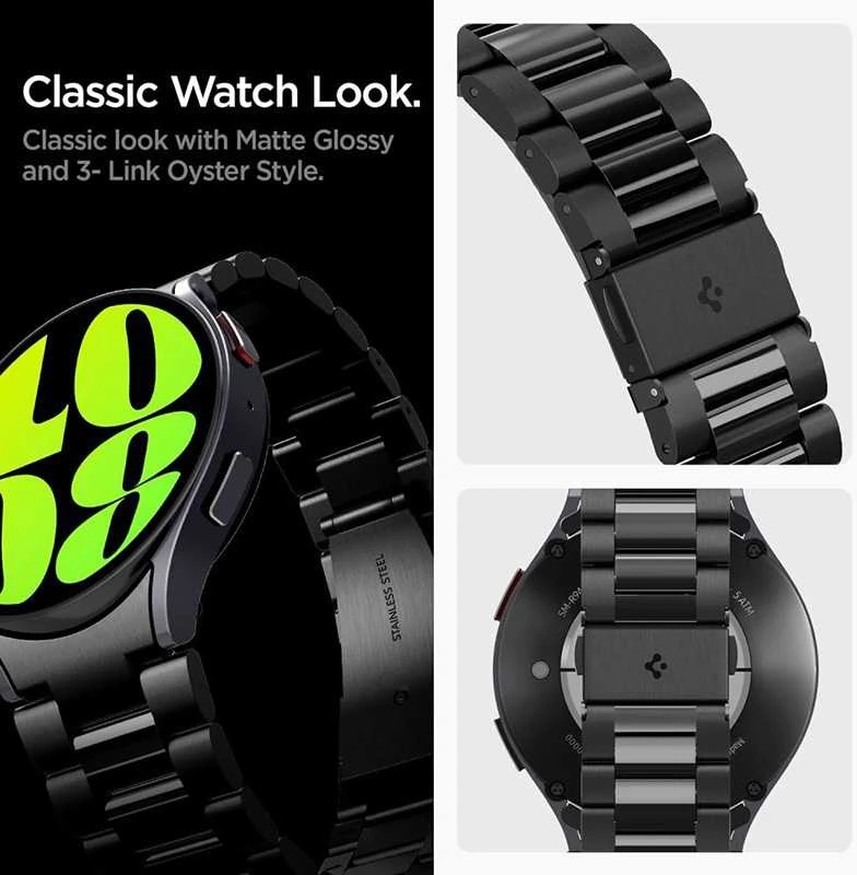 Spigen Modern Fit 316L Band, juodas - Samsung Galaxy Watch6 44mm