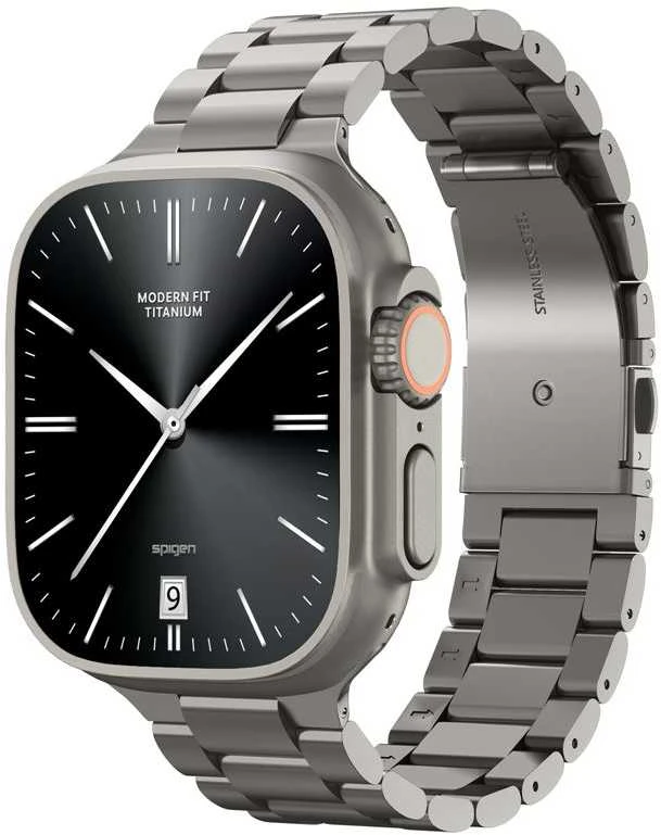 „Spigen Modern Fit“ titano dirželis, natūralus titanas - „Apple Watch 49mm/46mm/45mm/44mm“