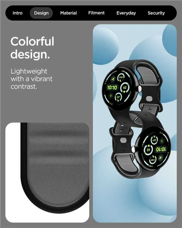 Spigen Nano Pop Band, juodas sesame - Google Pixel Watch 4/3/2/1 41mm