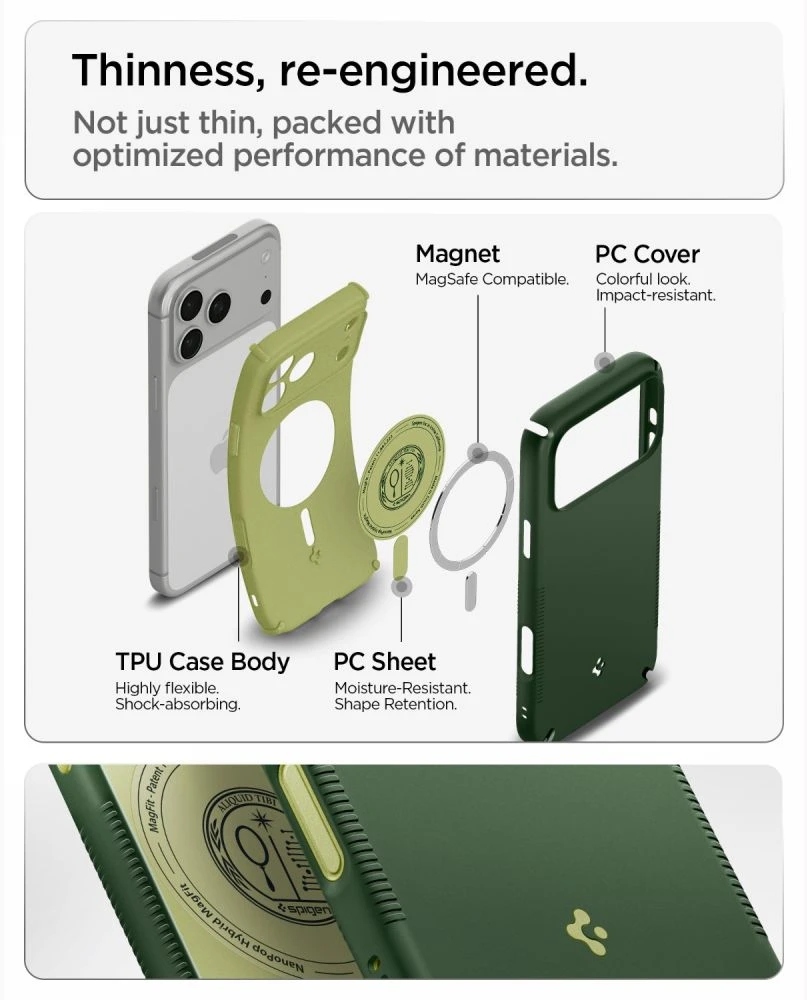 Dėklas SPIGEN case NANO POP HYBRID compatible with MagSafe for IPHONE 18 Pro Max / 17 Pro Max avo žalias