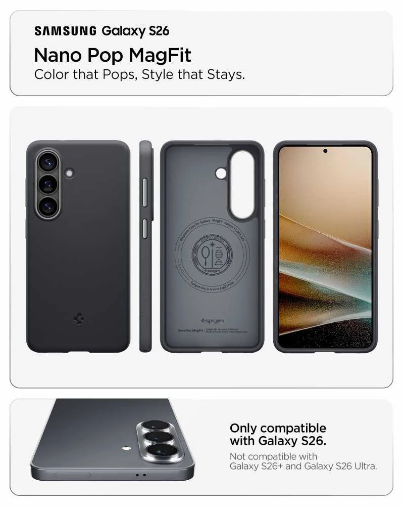 Spigen Nano POP Mag MagSafe dėklas Samsung Galaxy S26 Juodas sesame