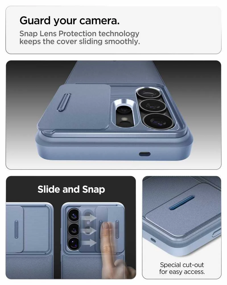 Spigen Optik Armor dėklas skirtas Samsung Galaxy S26 Ultra – mėlynos spalvos