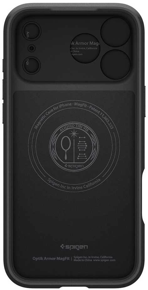 Dėklas Spigen Optik Armor MagSafe, juodas - iPhone 17 Pro Max