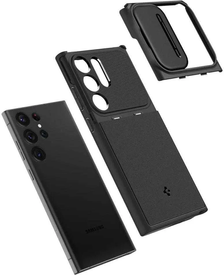 Spigen Optik Armor dėklas skirtas Samsung Galaxy S23 Ultra, spalva - Juoda