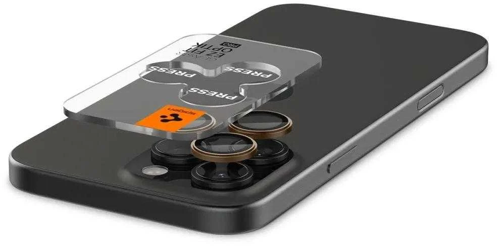 Spigen OPTIK PRO GLAS.TR ”EZ FIT” KAMEROS APSAUGOS 2 PAKUOTĖS Apple iPhone 16 PRO / PRO MAX DESERT TITANIUM