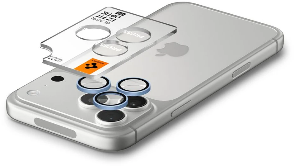 Spigen OPTIK PRO GLAS.TR EZ FIT KAMEROS APSAUGA 2-PACK IPHONE 18 PRO / 18 PRO MAX ŠVIESIAI MĖLYNA