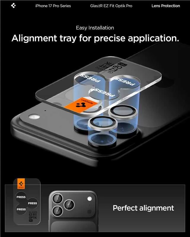 Kamerų apsauga Spigen Glass tR EZ Fit Optik Pro 2 Pack, sidabrinis - iPhone 17/16/15/14 Pro / 17/16/15/14 Pro Max