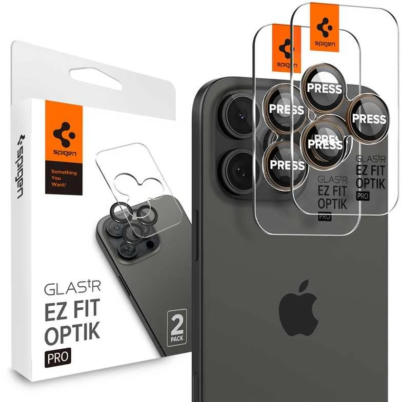 Spigen OPTIK PRO GLAS.TR ”EZ FIT” KAMEROS APSAUGOS 2 PAKUOTĖS Apple iPhone 16 PRO / PRO MAX DESERT TITANIUM