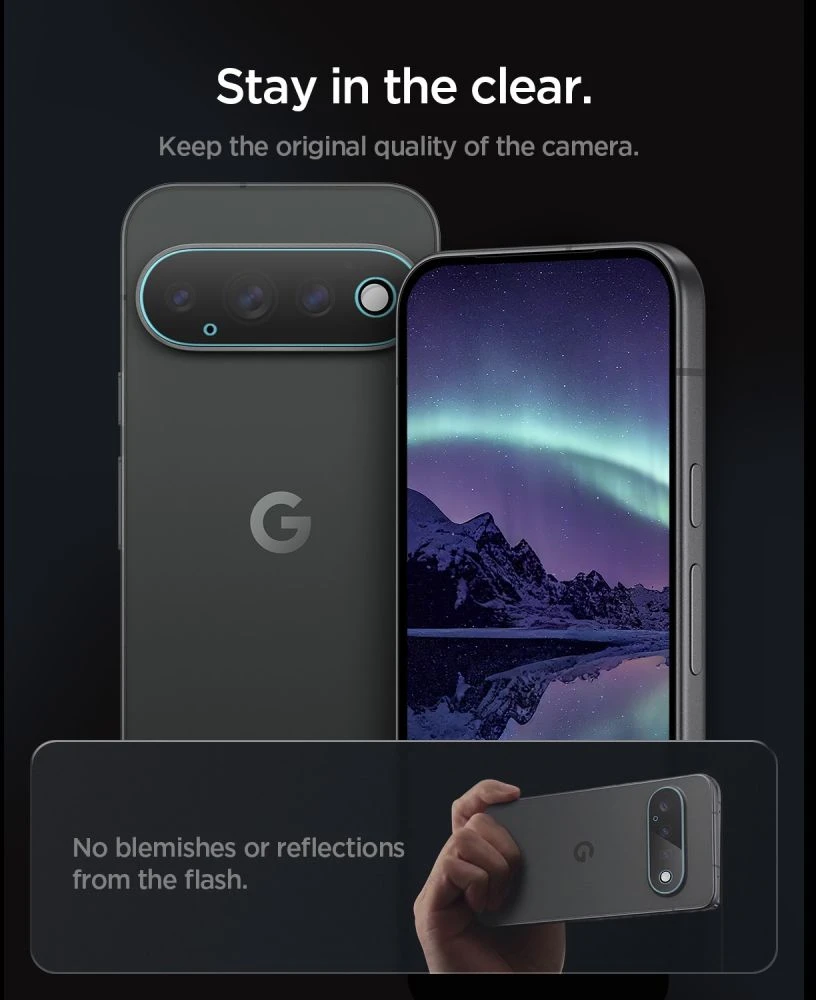Spigen OPTIK PRO GLAS.TR EZ FIT KAMEROS APSAUGA 2-PACK GOOGLE PIXEL 11 PRO SKAIDRI
