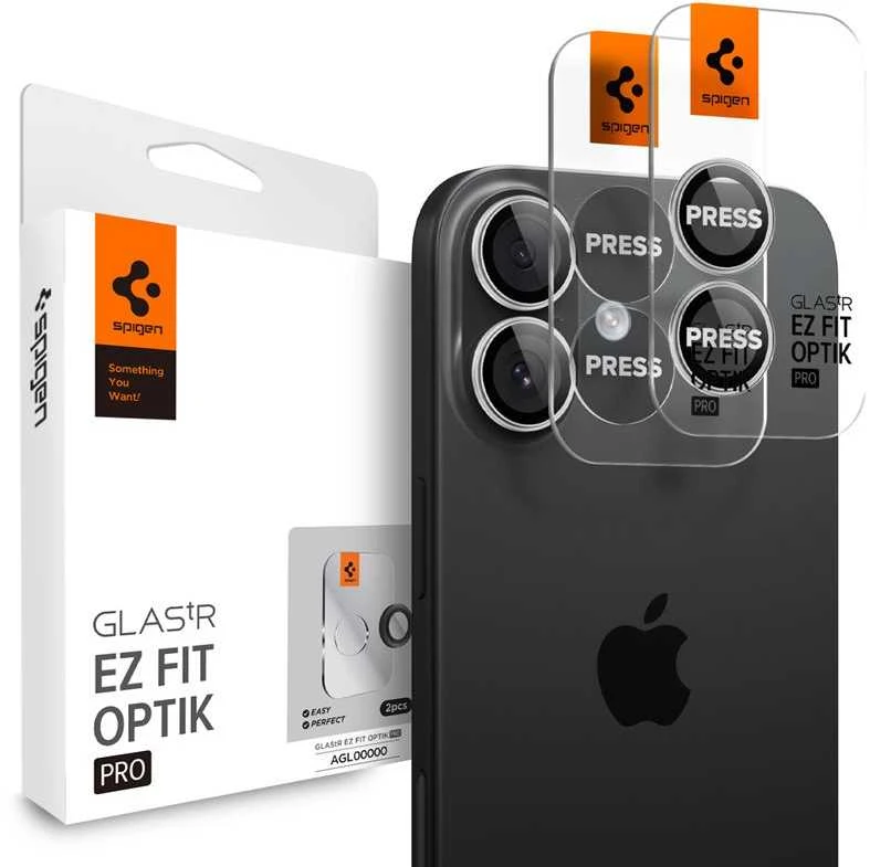 Spigen Optik Pro GLAS.TR ”EZ FIT” Camera Cover 2-pack for iPhone 16 / 16 Plus / 17 - Sidabrinis